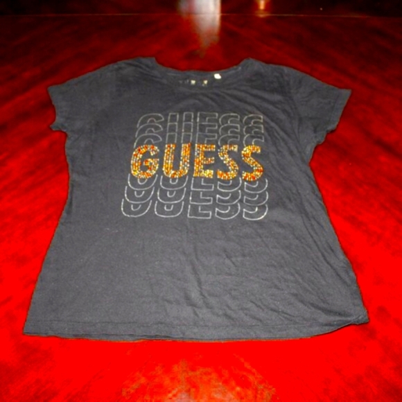 GUESS Black & Gold Logo Graphic Tee | Size M - Picture 2 of 5